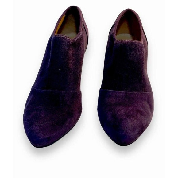 Ecco Booties Women Size 10 (41) Purple Suede Pull On Pointed Toe 3” Black Heel - Picture 3 of 12